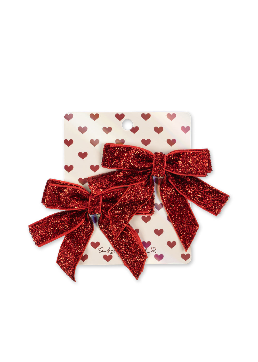 Konges Sløjd | 2-Pack Velvet Double Bow Hair Clips - Red Glitter