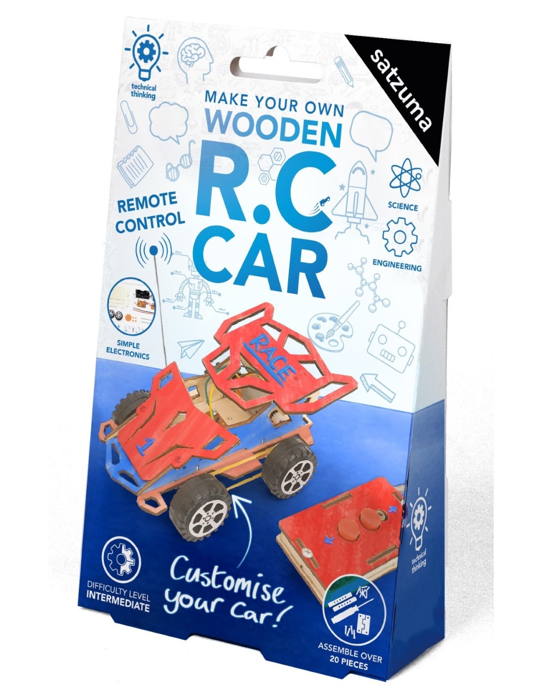 Satzuma | STEM Wooden RC Car – Bouw je Eigen Afstandsbestuurbare Auto