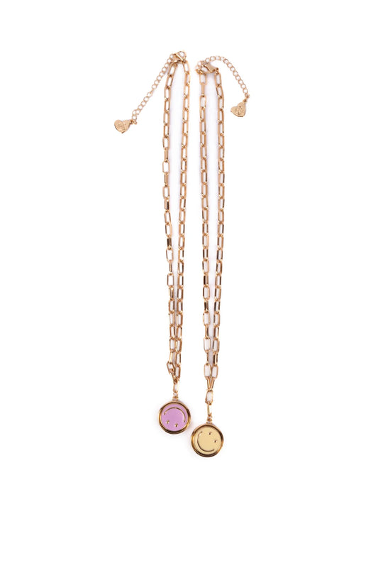 gouden smiley ketting kind met draaiende hanger
