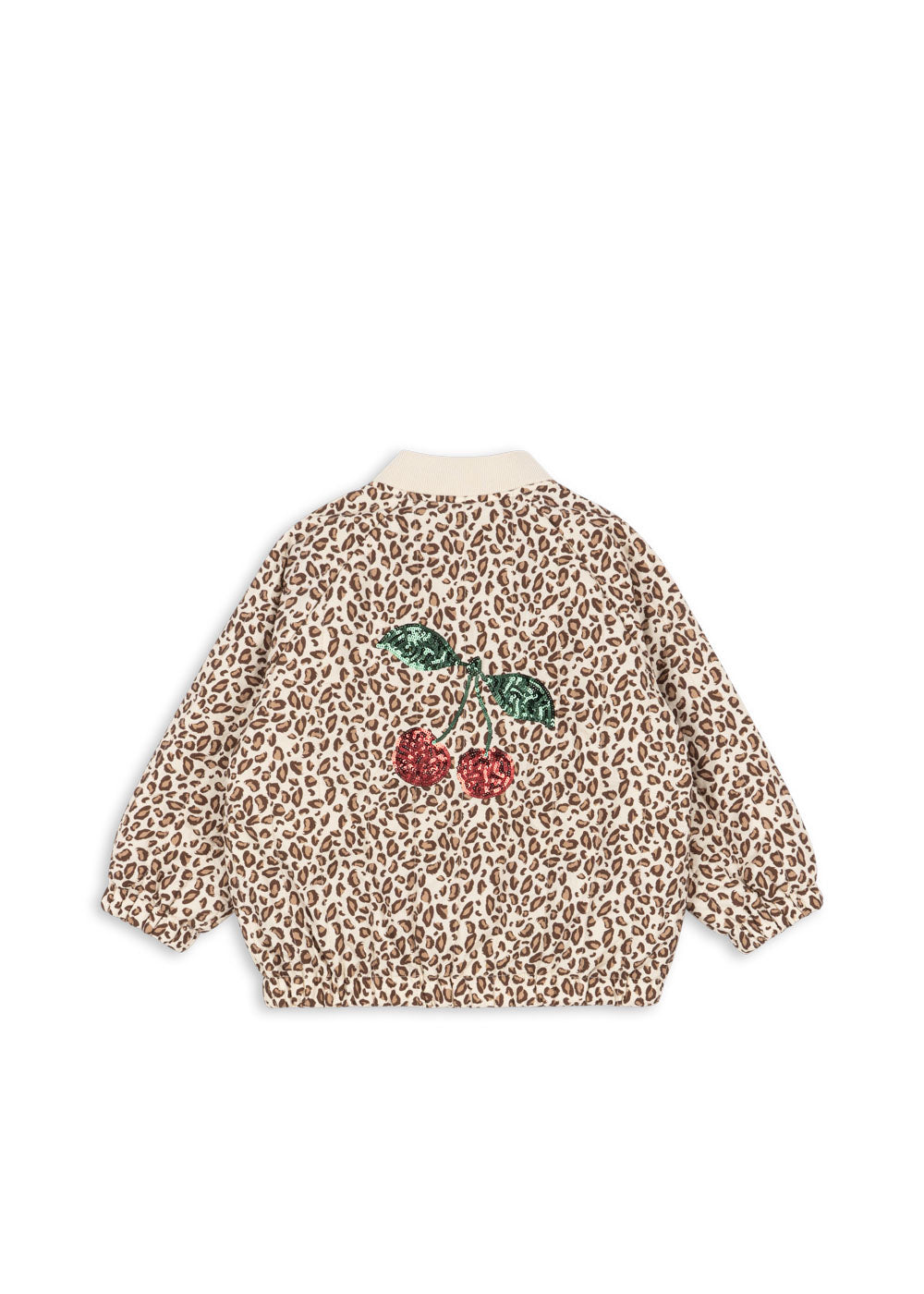 Konges Sløjd | Juno Leopard Print Bomber Jacket met Sequin Kersen