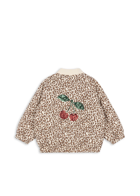 Konges Sløjd | Juno Leopard Print Bomber Jacket met Sequin Kersen